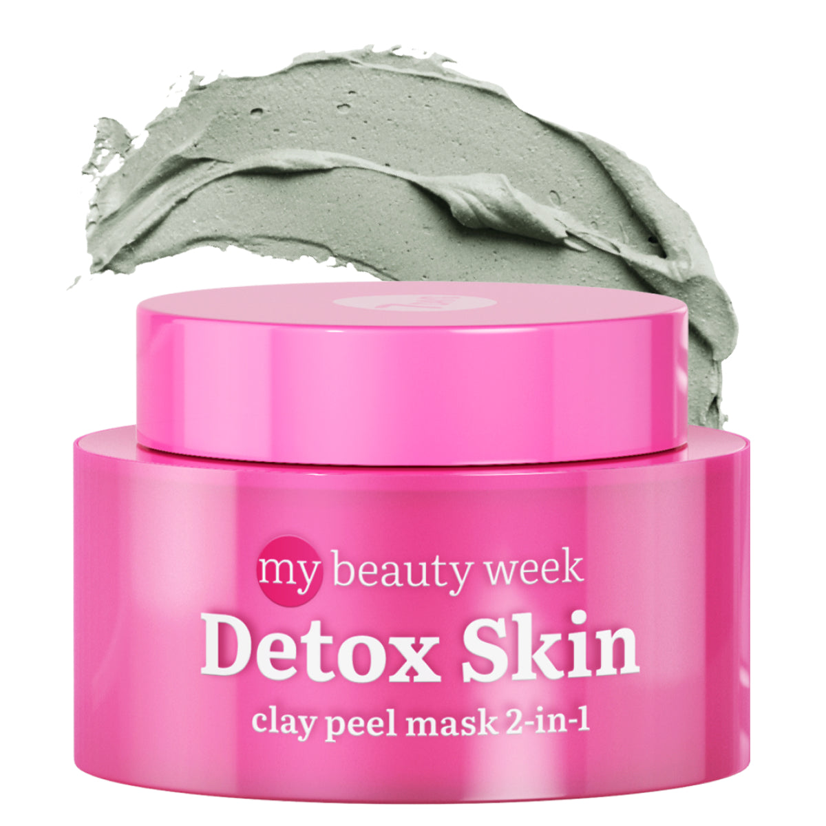 7DAYS My Beauty Week Detox Skin Clay Peel Mask 2-in-1, pinkfarbene Dose mit Masken-Textur in hellem Grauton