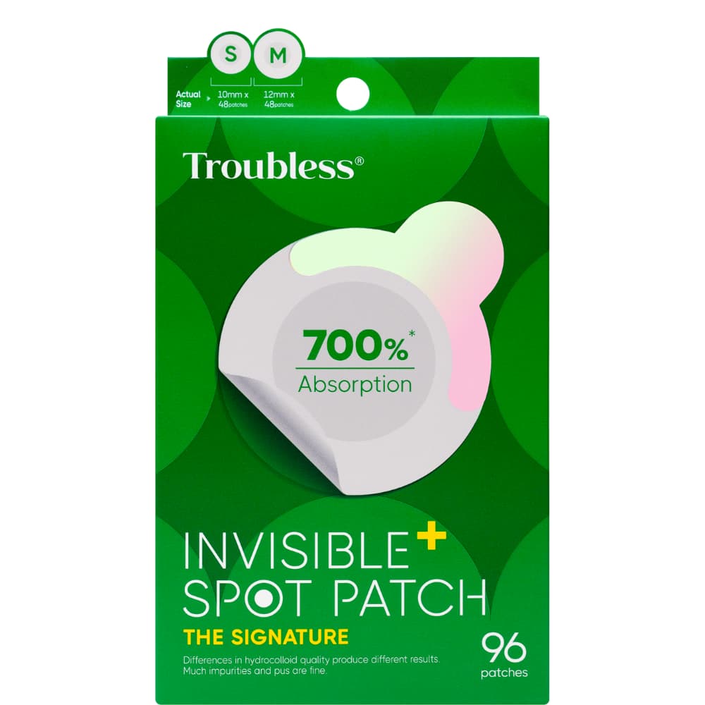 Troubless Invisible Spot Patch – grüne Verpackung mit 700% Absorption, 96 Hydrocolloid-Pflaster gegen Unreinheiten