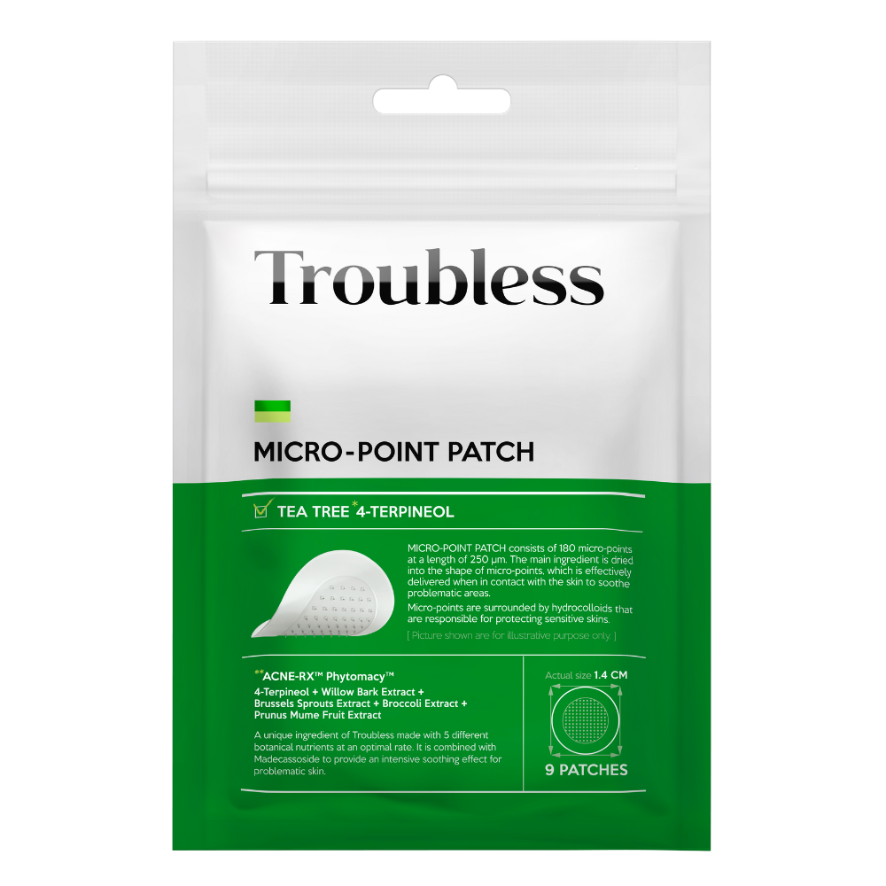 Troubless Micro-Point Patch – Verpackung mit 9 Patches, Wirkstoff Tea Tree 4-Terpineol für gezielte Pflege bei Unreinheiten