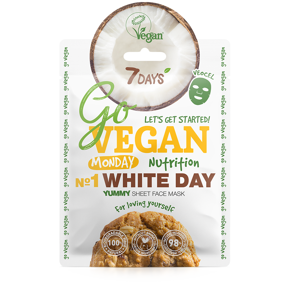 7DAYS GoVEGAN Yummy face sheet mask Monday WHITE DAY
