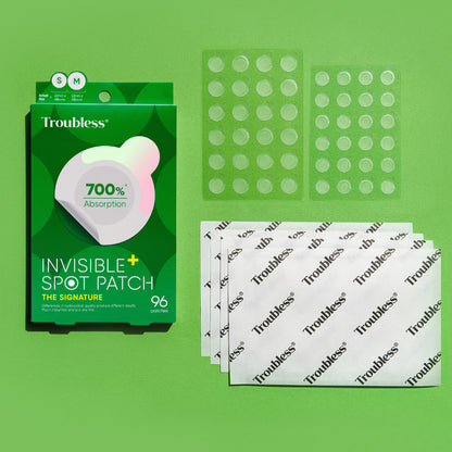 Troubless Invisible Spot Patch – Komplettset mit Verpackung, Trägerfolien und Beuteln mit Hydrocolloid-Pflastern