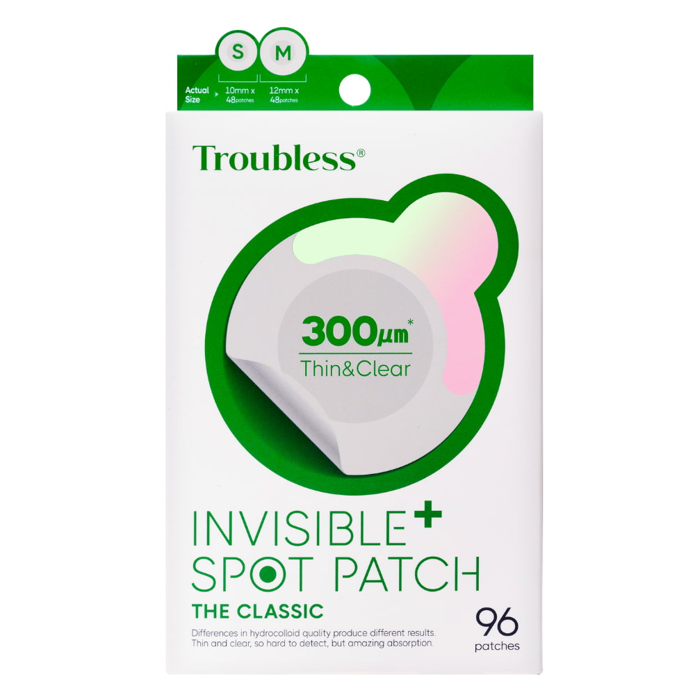 Troubless Invisible Spot Patch Classic – weiße Verpackung mit 300 µm Thin & Clear, 96 Hydrocolloid-Pflaster