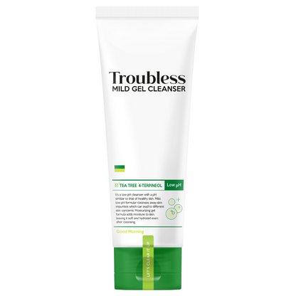 Troubless Mild Gel Cleanser – sanfter Reinigungsgel mit Tea Tree 4-Terpineol, Tube mit grünem Verschluss